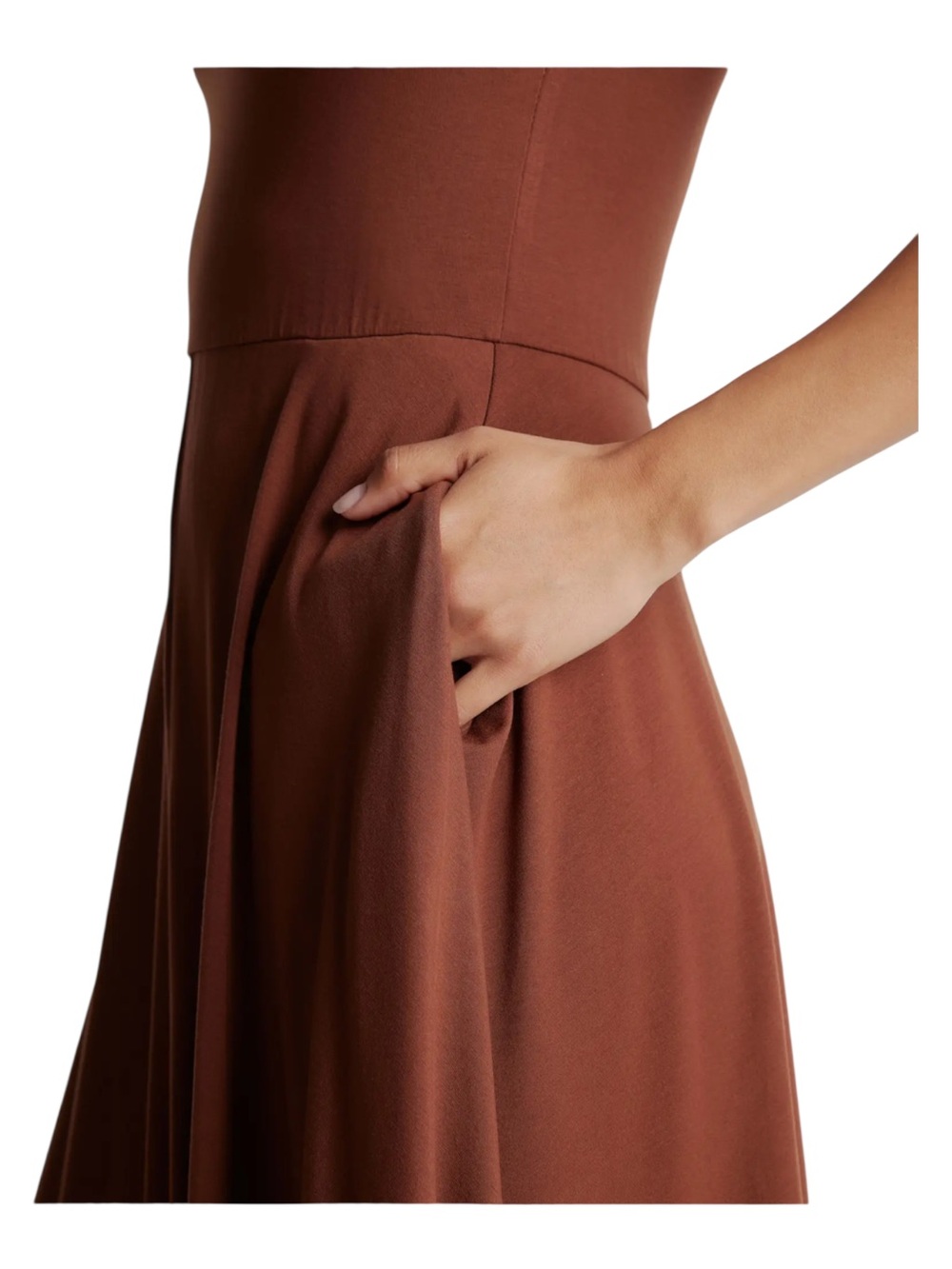 Quince Brown Tencel Jersey Fit & Flare Midi Dress Sz S - Picture 7 of 16